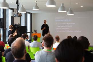 Moises Gonzalez speaking at the FlixTech Summit